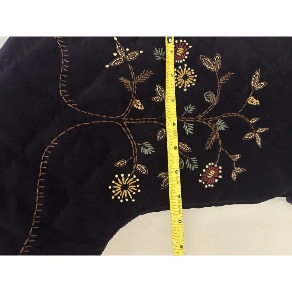 Pottery barn Retired Christmas Stocking Embroidered Purple Cotton Velvet